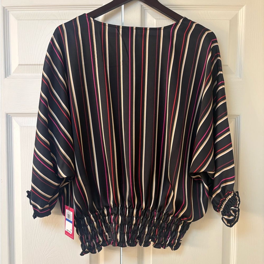 Vince Camuto Striped Black and Red Women's Top - Picture 2 of 9